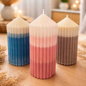bougie colonne bicolore – artisanale suisse