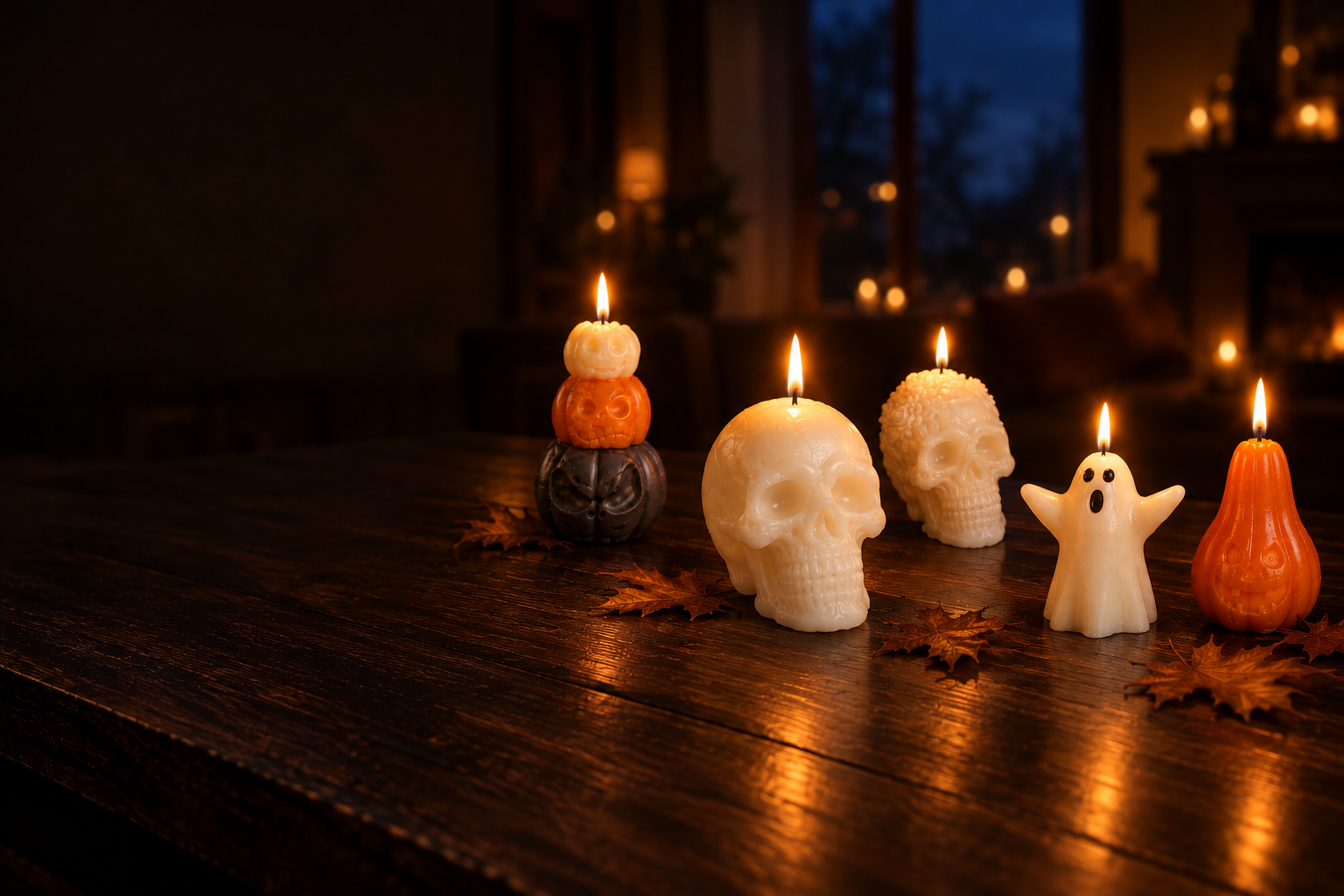 Bougies Halloween artisanales suisses allumées