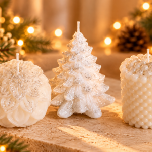 bougies de noël scintillantes sur table chaleureuse