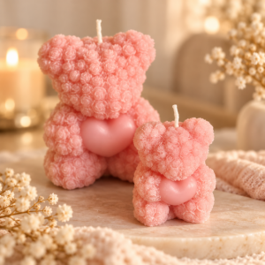 duo de bougies ourson roses florales