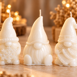 trio de bougies gnomes festives